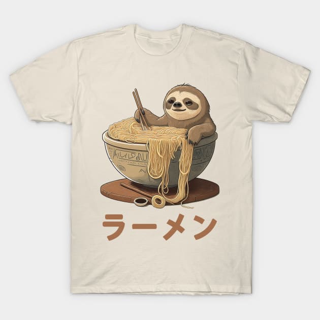 Cute Ramen Noodles Sloth - Vintage Style Design T-Shirt by DankFutura